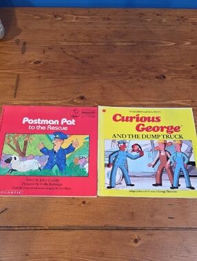 Postman Pat & Curious George Kids Book Set - Red and Yellow